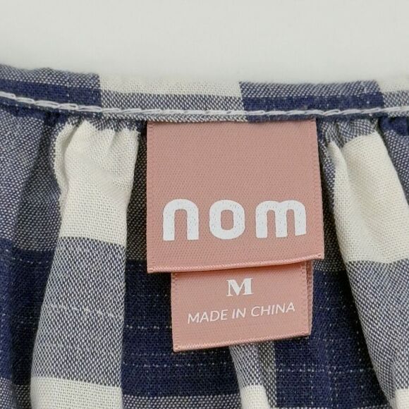 Nom Maternity‎ Provence Blue White Gingham Plaid Button Front Nursing Top Medium - Picture 6 of 8